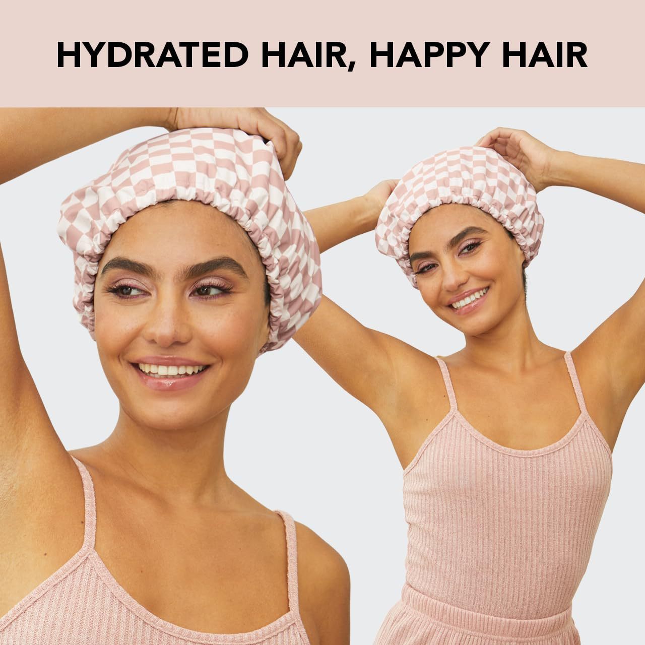 Satin Hydrating Shower Cap - Pink Plaid
